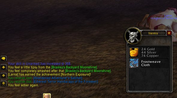Screenshot of satchel contents